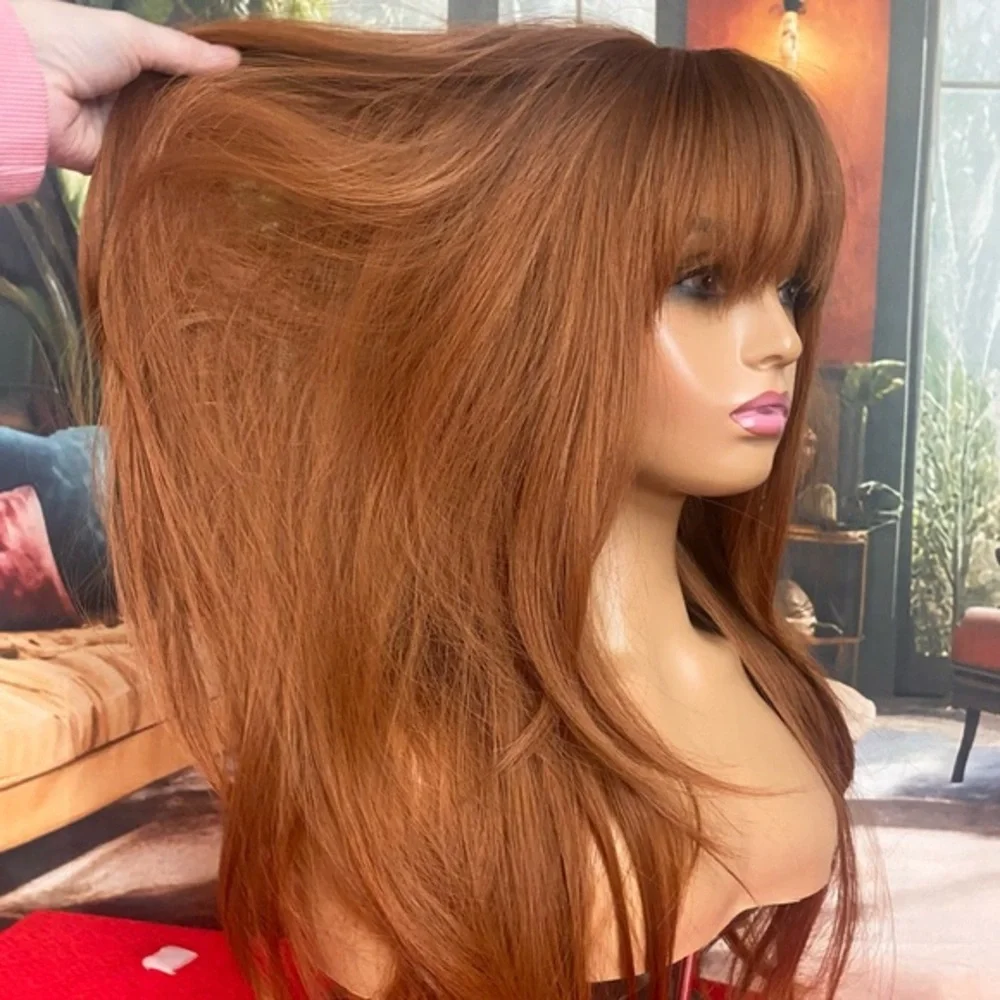 BACK IN Long ginger redhead wig with bangs